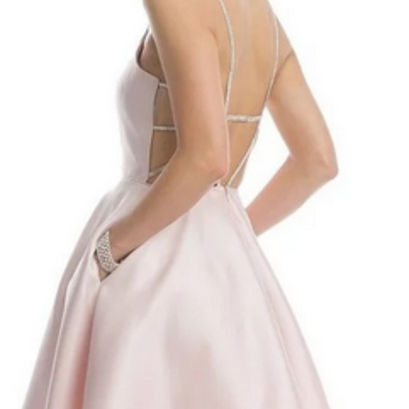 Blush Spaghetti Straps Homecoming Short Dress - Picture 3 of 3